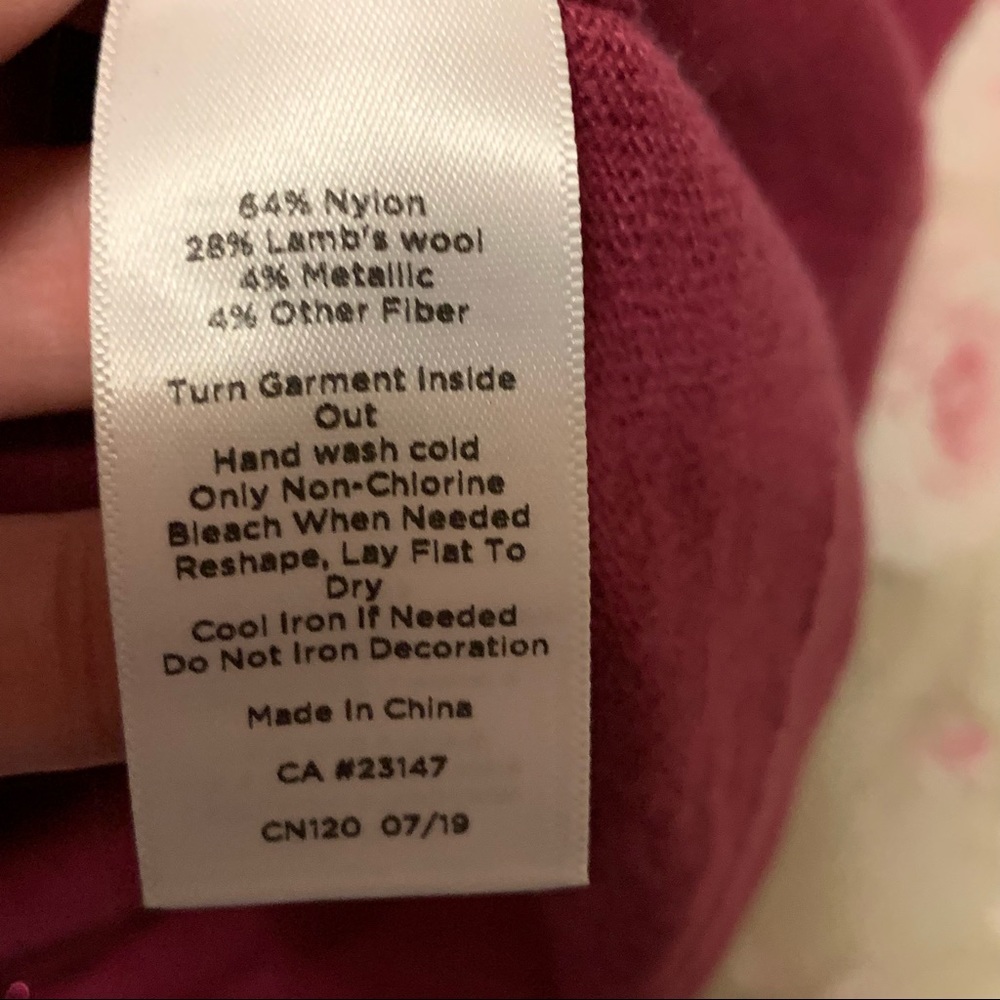 Talbots Sweater lamb’s wool blend tinsel polka dot sweater plum mulberry Size M - Picture 2 of 4